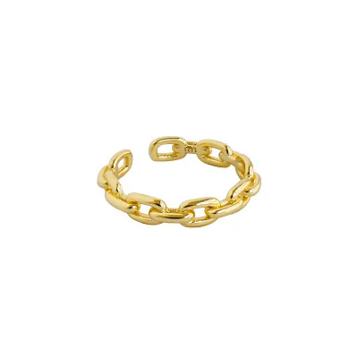 

S925 Sterling Silver Chain Ring Adjustable 18K Gold Plated Ring for Ladies Jewelry