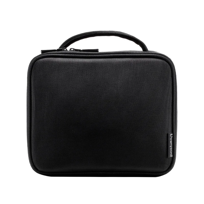 

Rownyeon Biodegradable Eco-Friendly Professional Artist Black Pu Leather Nylon Vegan Leather Makeup Toiletry Bag, Black/custom