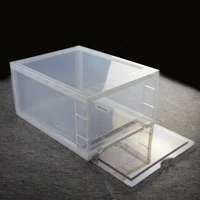 

Free sample hot selling clear plastic large drop front shoe box