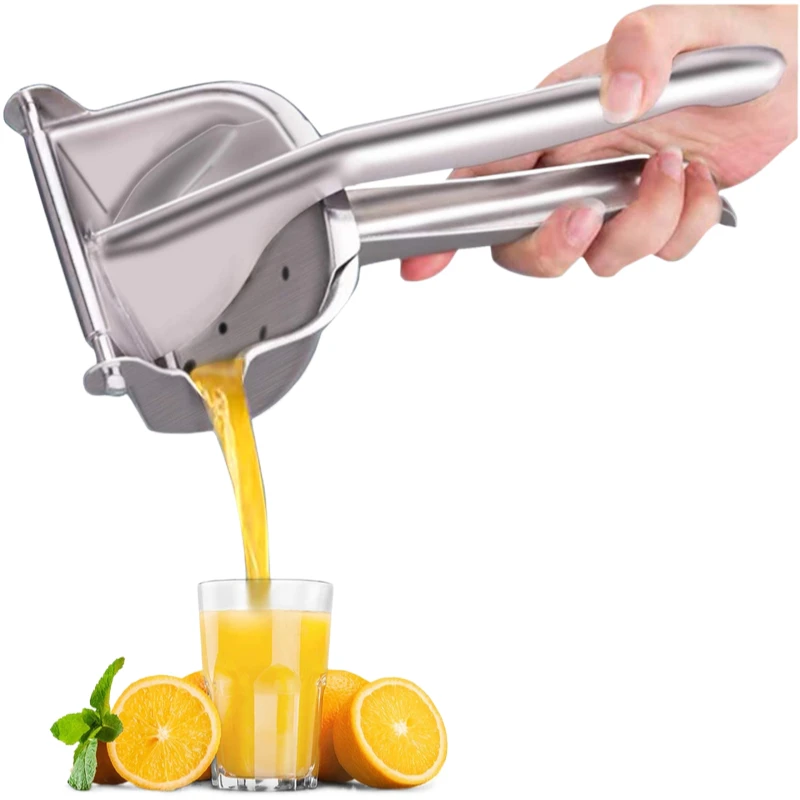 

Heavy Duty Stainless Steel Lemon Fruit Squeezer Orange Lime Grapefruit Presser Hand Press Manual Squeeze Juice Extractor Maker, Silver