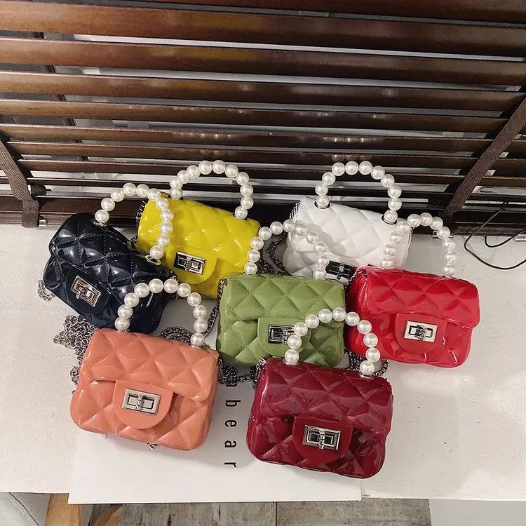 

High Quality New Arrival Designer Fashion Pearl Handle Girl Mini Purse And Handbags Summer Jelly Bag