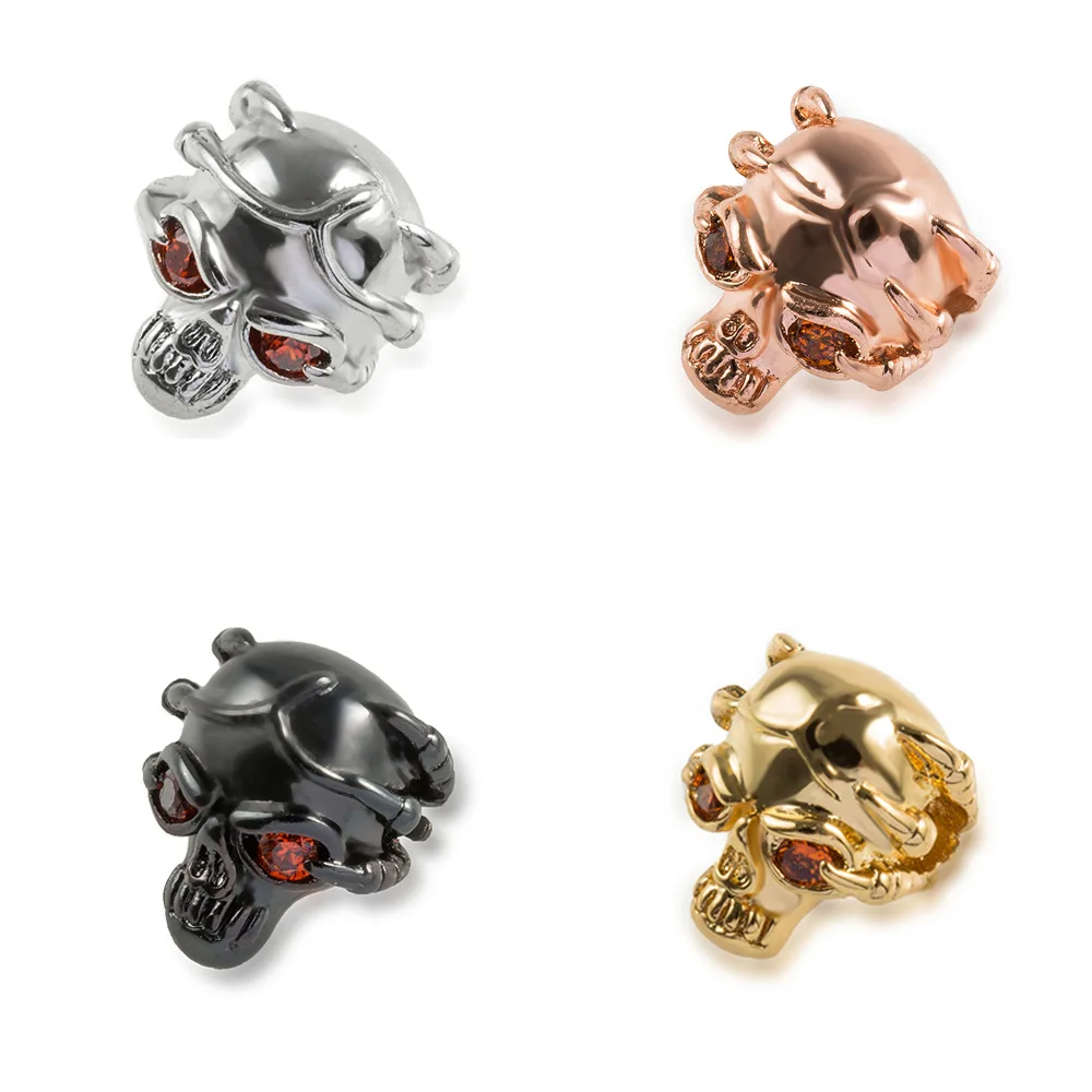 

Micro Pave CZ Zirconia Skull Beads Space Bead for Men Bracelet Gun Metal 14 K Gold/Rose Gold/Silver/black