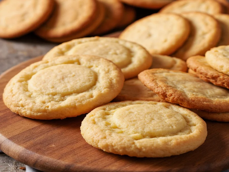 Assorted homemade biscuit variations on wooden board