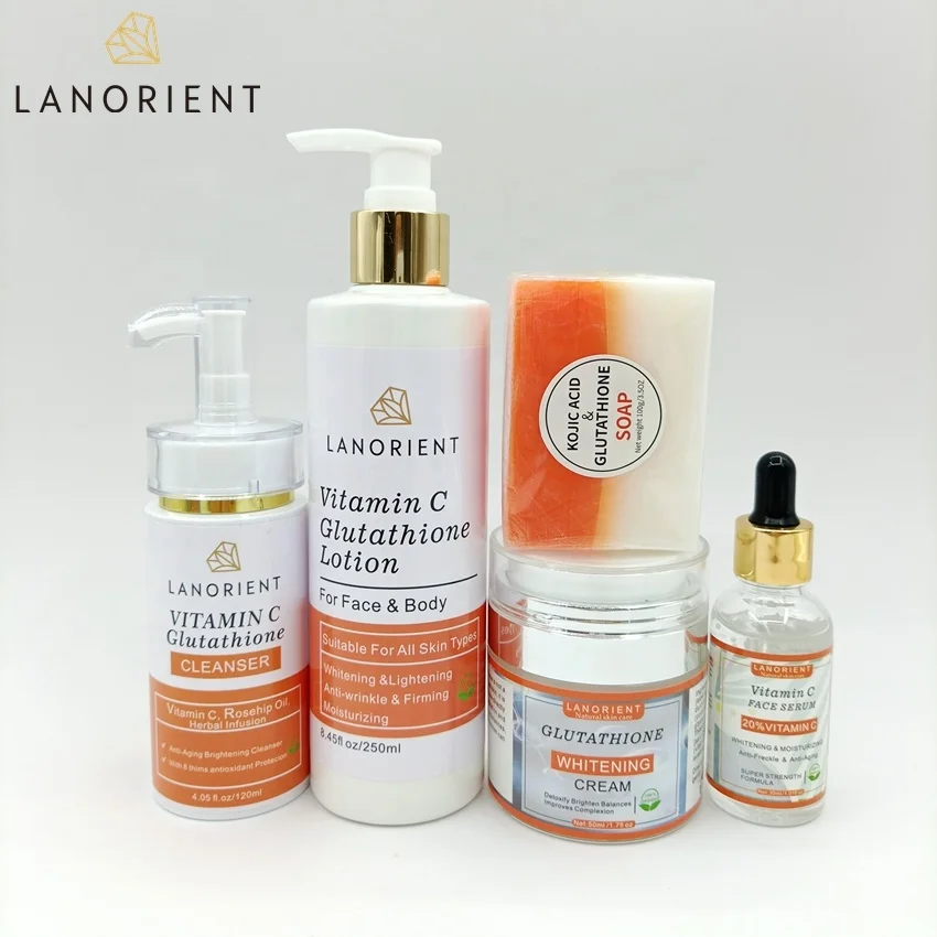 

Private label l-glutathione Vitamin C collagen lotion whitening brightening anti-aging skin care sets for black skin