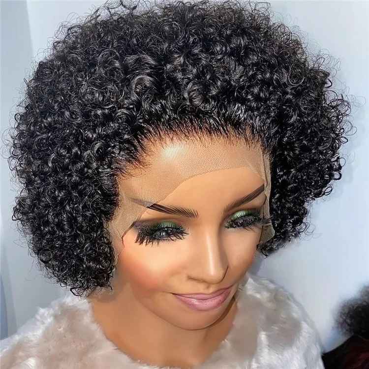 

Wholesale Peruvian Virgin Cuticle Aligned Hair Cheapest Short Human Hair Pixie 13x4 Lace Wig Vendor, #1b natural black,short human hair wigs pixie