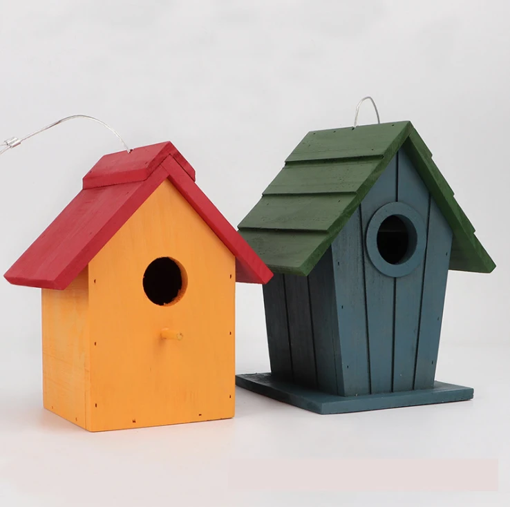 

New Arrivals Colorful Wood Birdhouse for Sale Nest Breeding Nesting Aviary Wooden Bird House