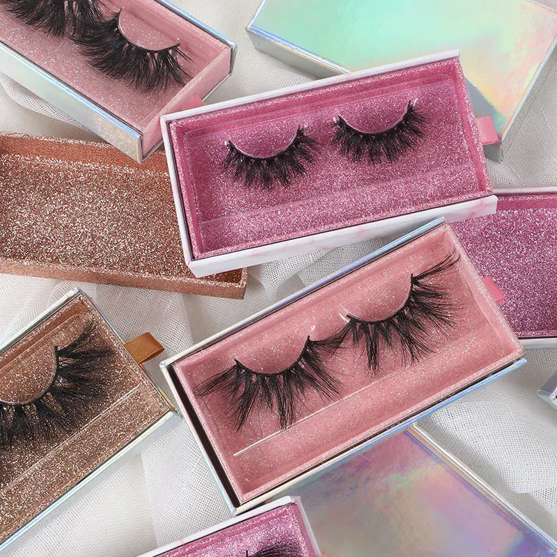 

natural false lashes qingdao eyelashes vendor customized boxes logo purple lash packaging eyelash set 3d 25mm mink eye lashes