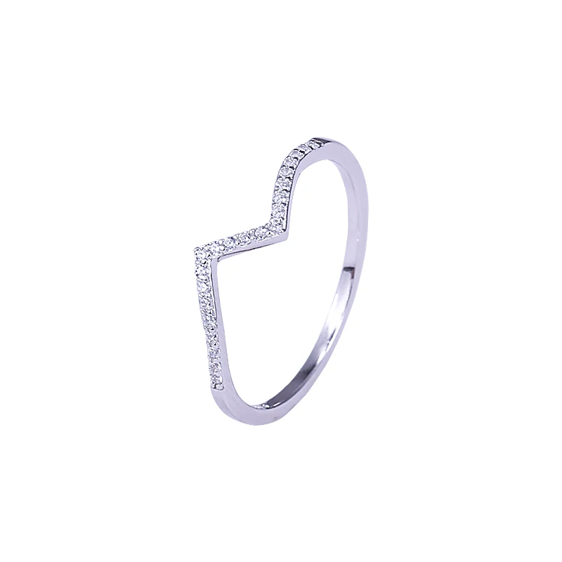 

Fashion Wave Shape Micro Pave Cubic Zirconia Sterling Silver White Gold Plated Adjustable Rings