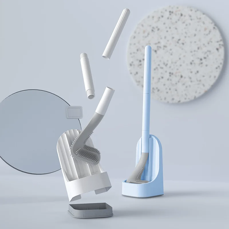 

Wholesale High Quality Bathroom Mini Toliet Brush Cleaning Silicone TPR Black Toilet Brush With Holder, Blue