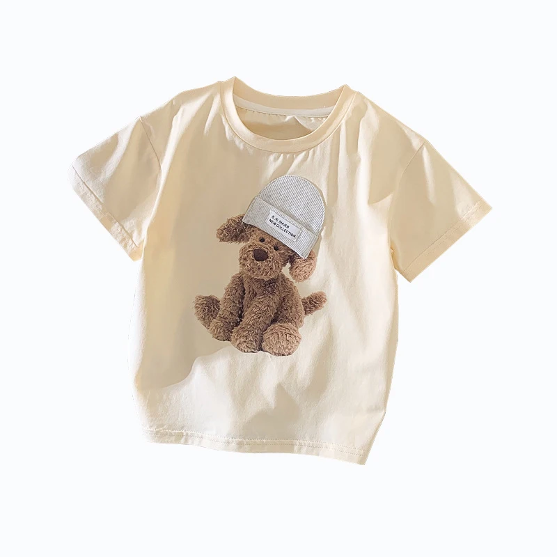 

New children's kids baby short-sleeved 100 cotton casual boys girls T-shirt, Picture shows