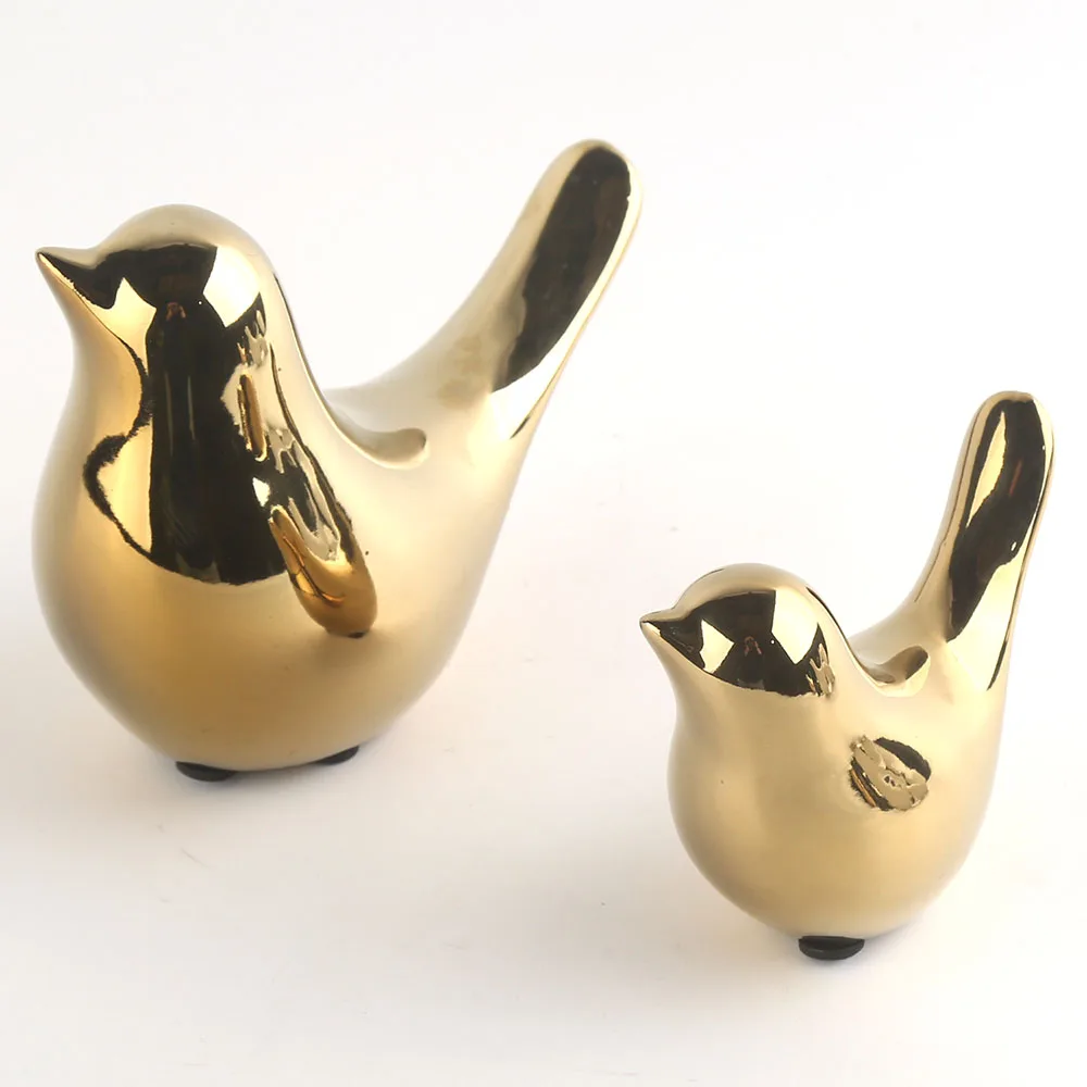 

9cm Elegant Graceful Luxury Ceramic Porcelain Home Decor Ornament Gold Bird