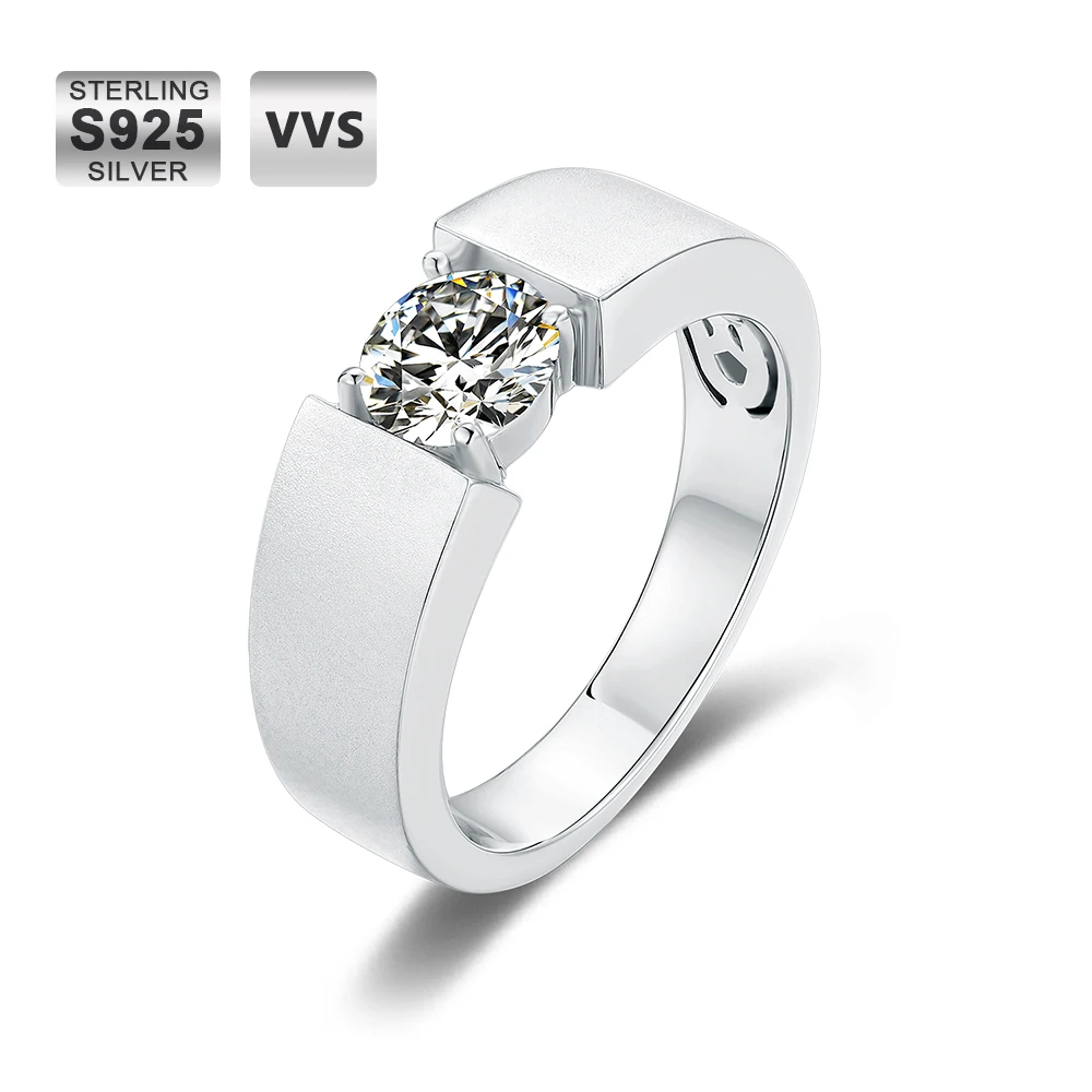 

KRKC luxury custom 925 sterling silver adjustable ring jewelry geometric 1 carat diamond moissanite women rings for engagement