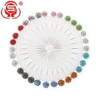 

30 Pieces Hijab Straight Head Pins Colorful Hijab Scarf Fancy Rhinestone Ball Brooch Pins