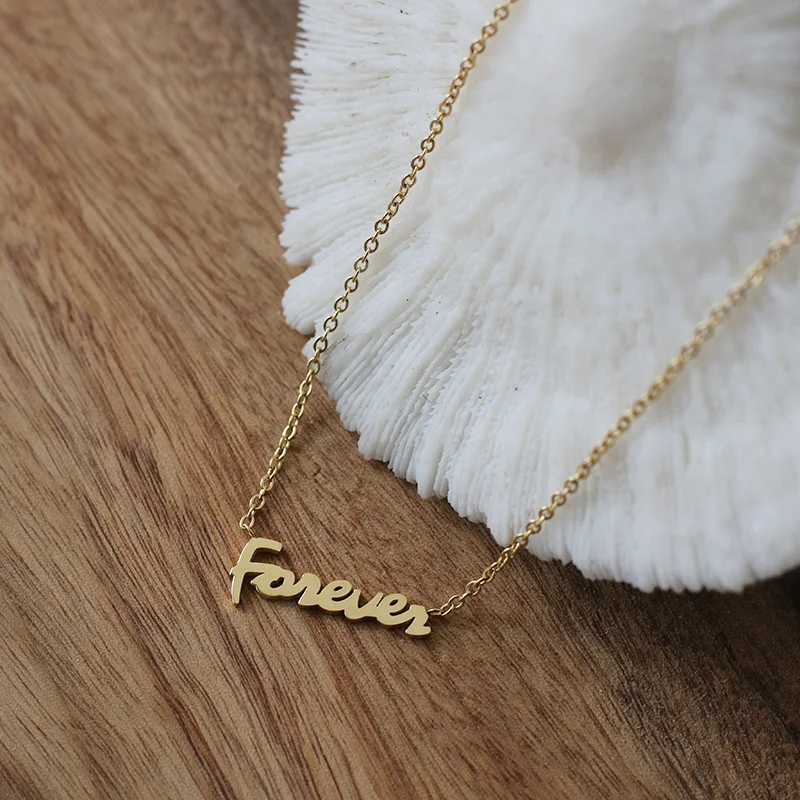 

Fashion Necklace 2021 Trendy Thin Cuban Custom Character Necklace 18k Gold Stainless Steel Initial Necklace, Gold/silver/rose gold/black