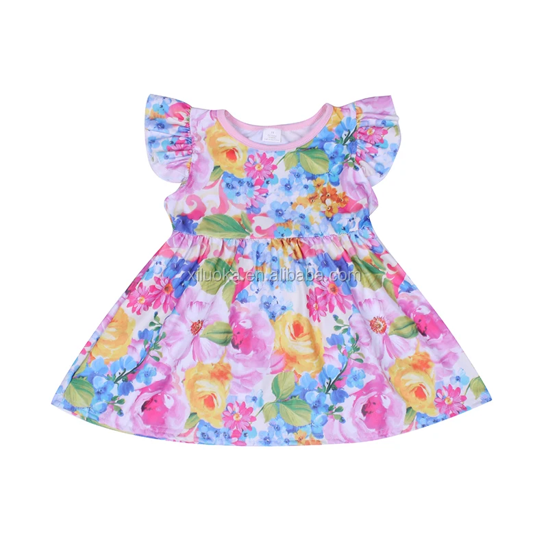 

Sweet Fashion Kids Boutique Short Sleeve Tops Wholesale Floral Dress Tops Summer Girls Clothing, Picture