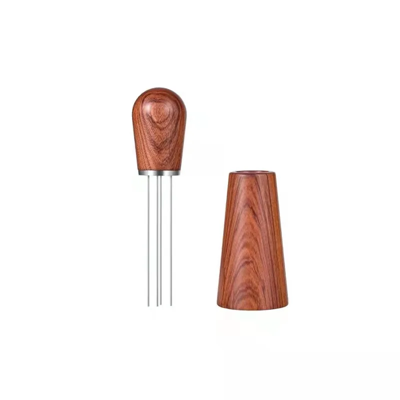 

High Quality Espresso Needle Distributor Coffee Powder Stirring tool Barista tamper with Wooden Handle