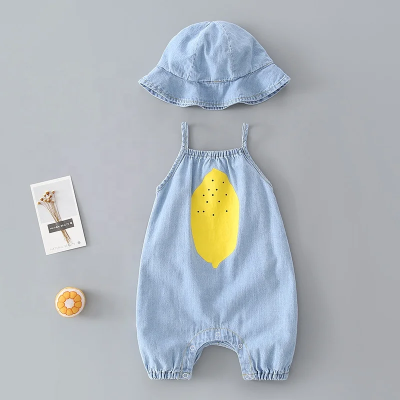 

Men's and women's baby Bodysuit Denim romper Newborn baby summer clothes