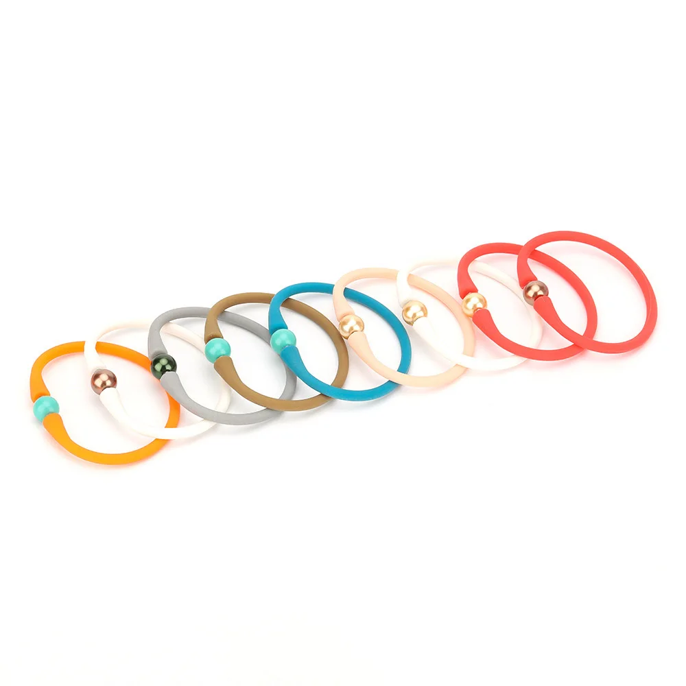 

JUHU elastic silicone bracelets For Women Simple Jewelry handmade Bohemian new pearl silicone bracelets 2021 bracelets, Gold