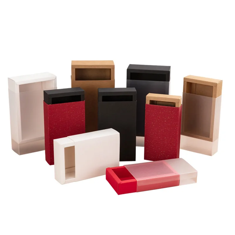 ECO Kraft Paper Drawer Packaging Box With Frosted Sleeve Custom Printing Phone Case Perfume Apparel Gift Packing Box With Logo