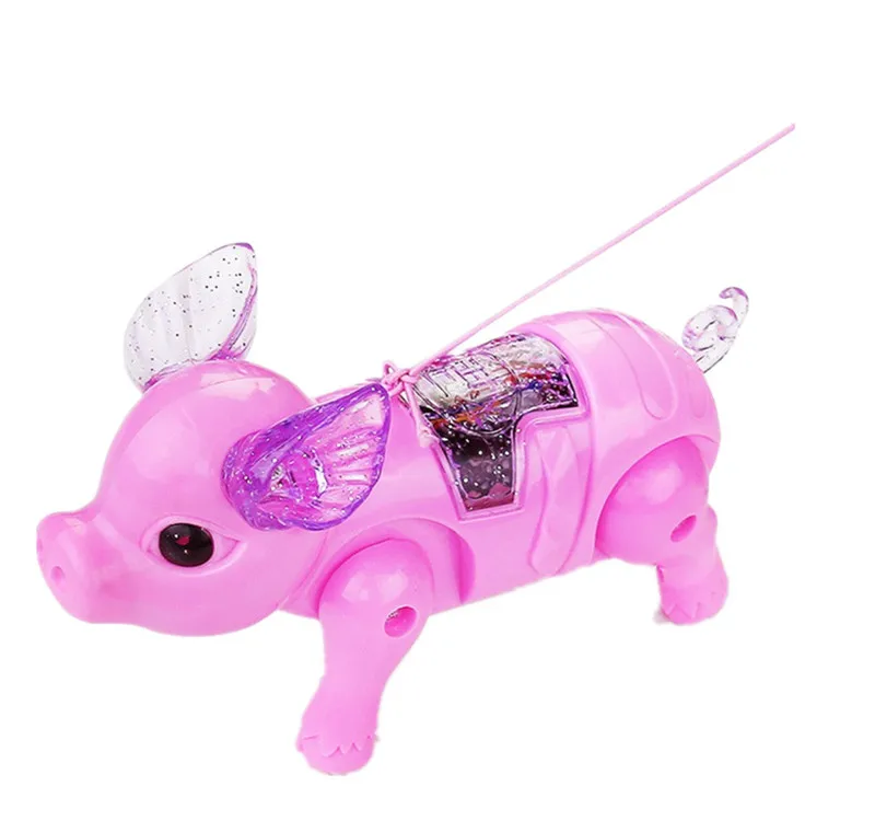 Hot Cute Electric Music Walking Pig Toys Led Light Glow Electronic Pets