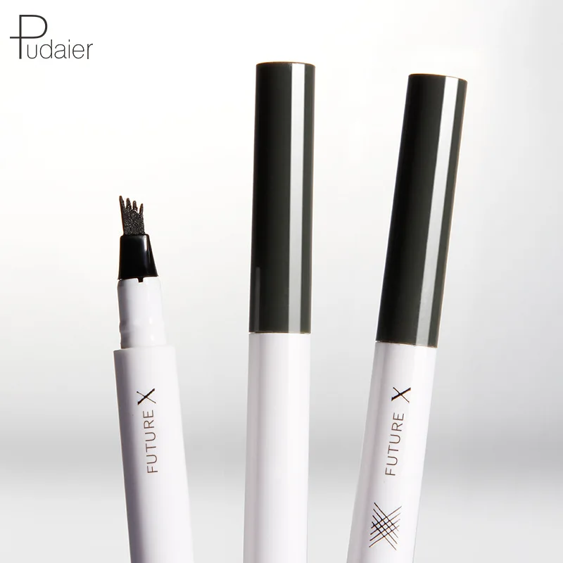 

2020 Best Eyebrow Pencil Waterproof Fork tip Eyebrow Tattoo Pen 4 Head Fine Sketch Liquid Henna Eyebrow Enhancer Dye Tint P, 3 colors