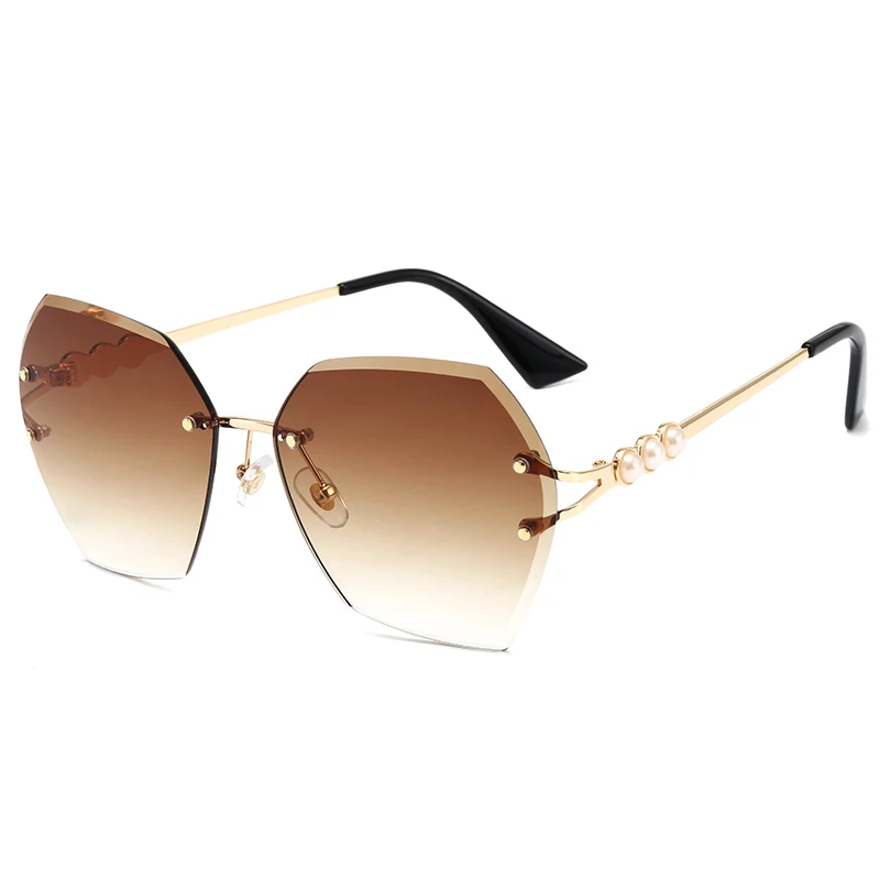 

Superhot Eyewear 27837 Women's Tint Fashion Elegant Pearl Rimless Butterfly Shades Sunglasses