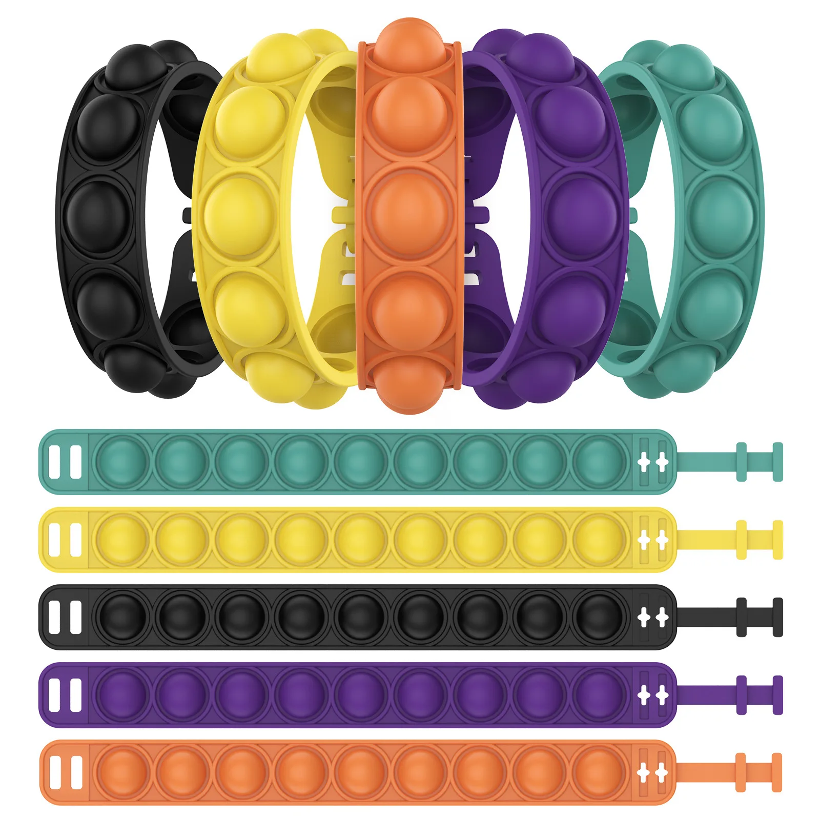 

Duoying OEM Popper it Stress Reliever Push Fidget Bracelets Stress Relief silicone wristband popping it bracelet