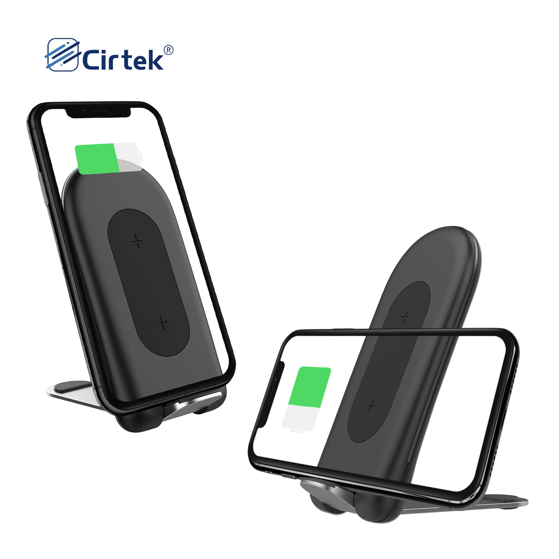 

Cirtek free shipping custom logo 15w rapid phone charger stand hot sale qi fast wireless charger Rohs desktop wireless charger, Black