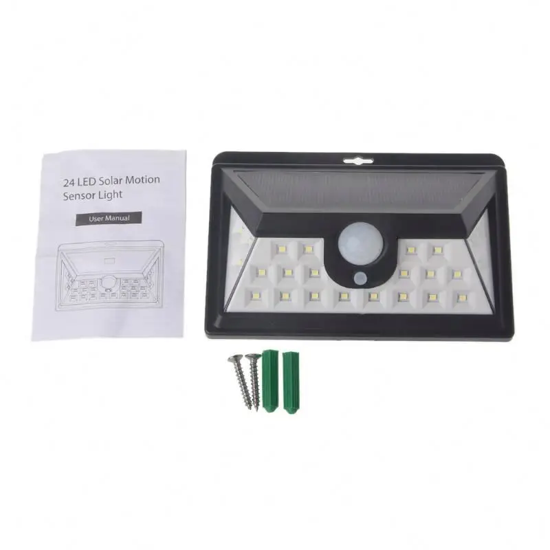 

Bright Wide Angle Sensor Solar Lights Outdoor 24 led Security Waterproof Wall Lights for Garage Patio Garden