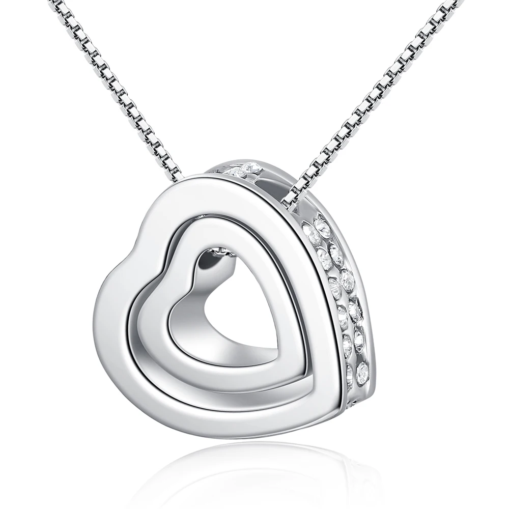 

2019 Double Heart Necklace Rain Love Necklace Full Diamond Necklace