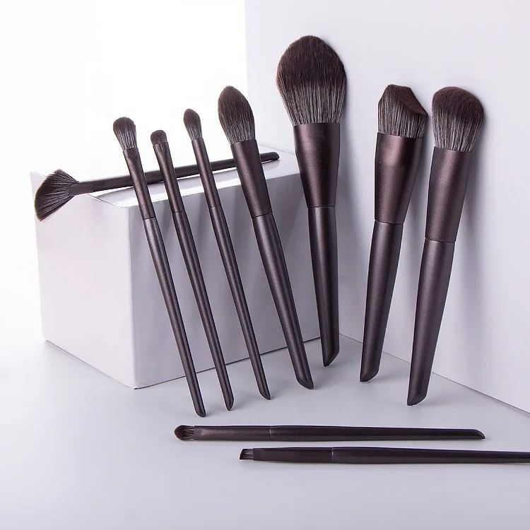 

2020 New Arrival 10pcs Brown Professional Makeup Brushes Set Custom Logo Foundation Powder Blush Contour Make Up Brush Set