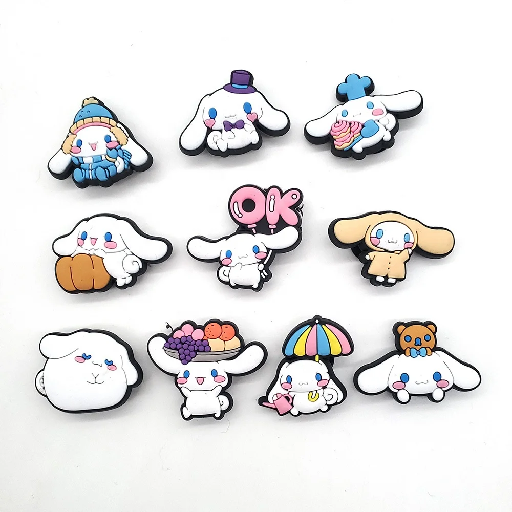 

Cute cinnamoroll Shoe Charms Super Heroes designer Charms Shoe Accessories Kids Gifts Cute Figures Shoe Decoration, As picture
