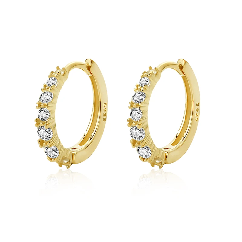 Minimalist Hoop earring 18k Gold plated 925 silver micro pave Zircon Hoop Earrings for women