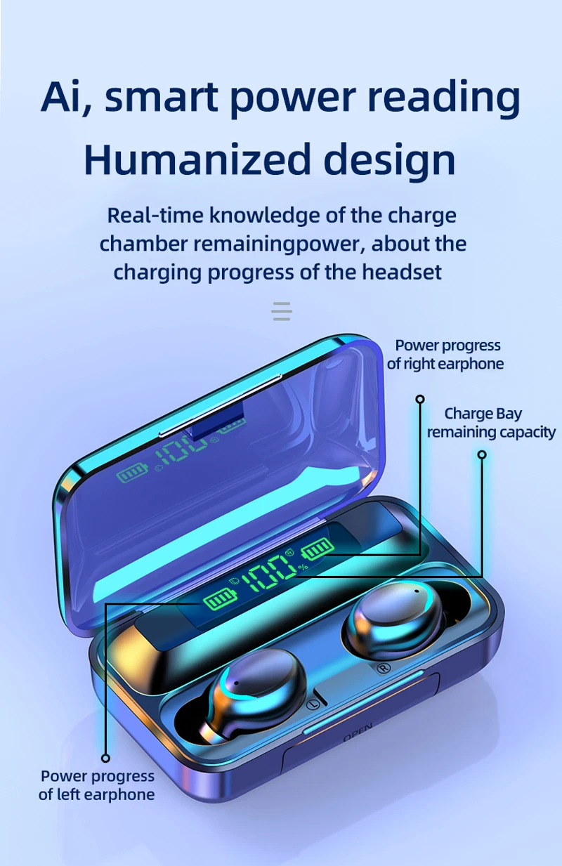 2000mAh Power Bank F9 F9-5 F9-5C Cheap Tws True Wireless Earphones IPX7 Waterproof Headset Earbuds Headphone - ANKUX.COM