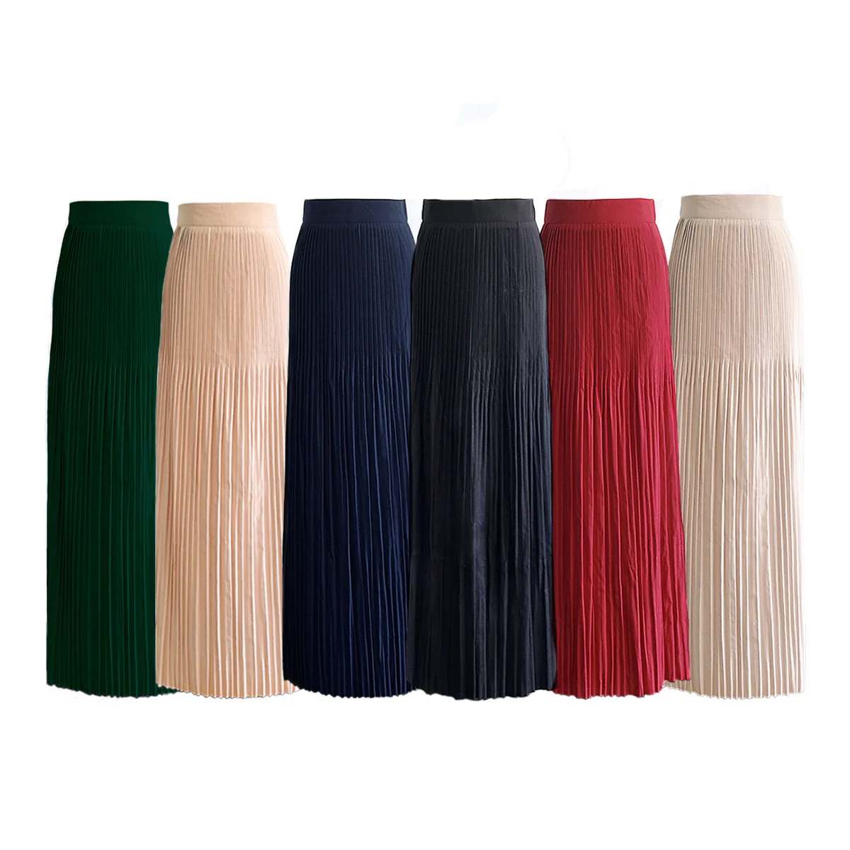 

Islamic Clothing Fashion Plus Size Skirt Solid Color High Waist Muslim Pleated Skirt Ropa Arabe Mujer, Photo shown
