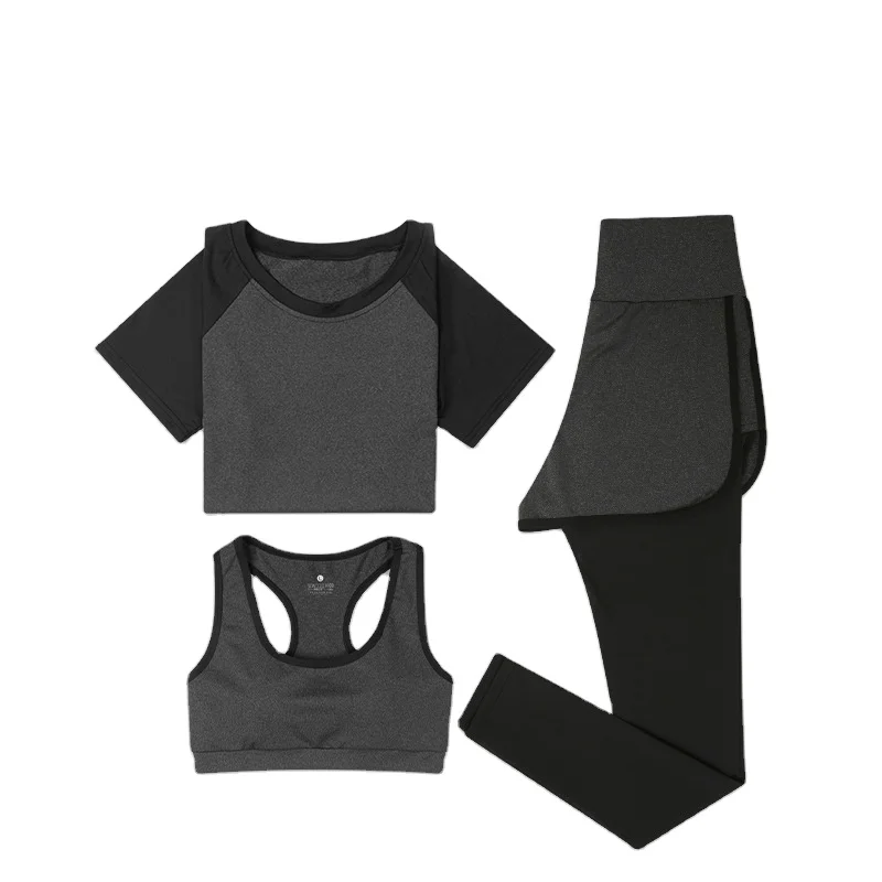 

wholesale womens workout apparel 3pcs gym clothing fitness professional manufacturer yoga sports clothes, 4 colors