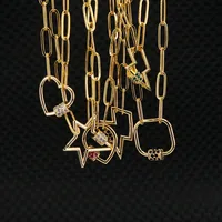 

NZ1068 Spring Jewelry Chic Dainty Cubic Zirconia CZ Micro Pave Carabiner Clasp Buckle Lock Pendant Paper Clip Chain Necklace