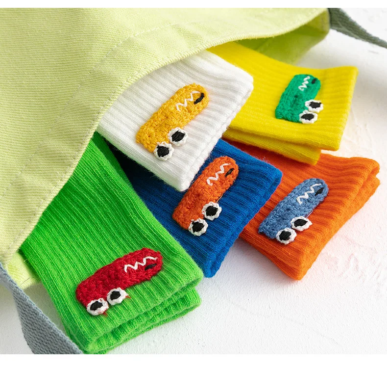 

Candy color kids socks set 5 pairs one dozen animal socks combed cotton girls boy socks