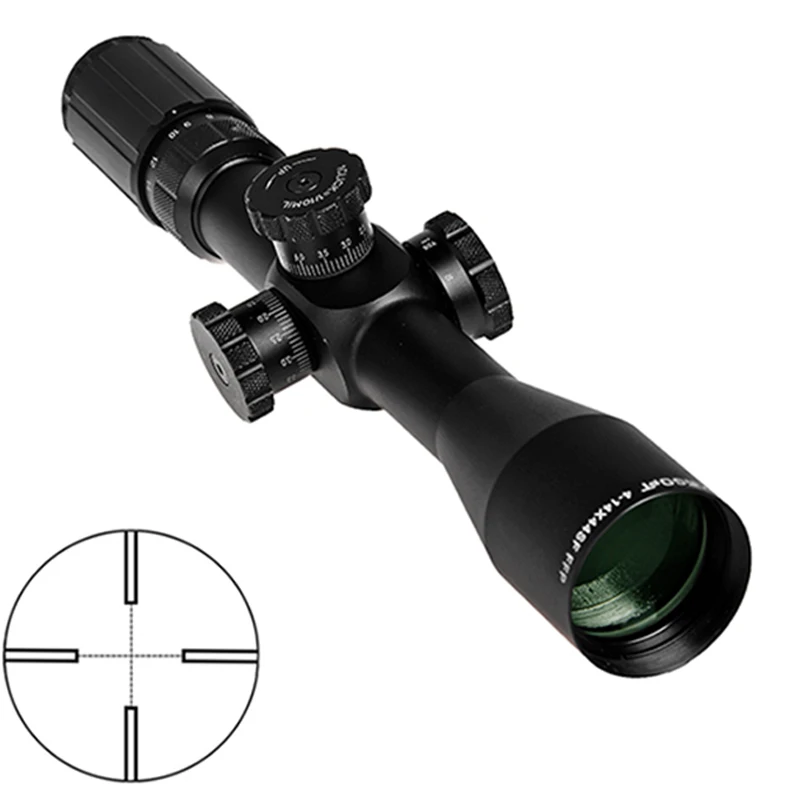 

First Focal Plane 4-14x44 Side focus 30 tube 1/10 MIL Self-locking hunting rifle scope