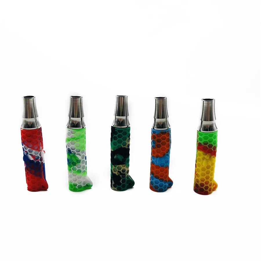 

wholesale one hitter silicone smoking pipes with SS filters tobacco honey straw weed pipes with string, Customized color