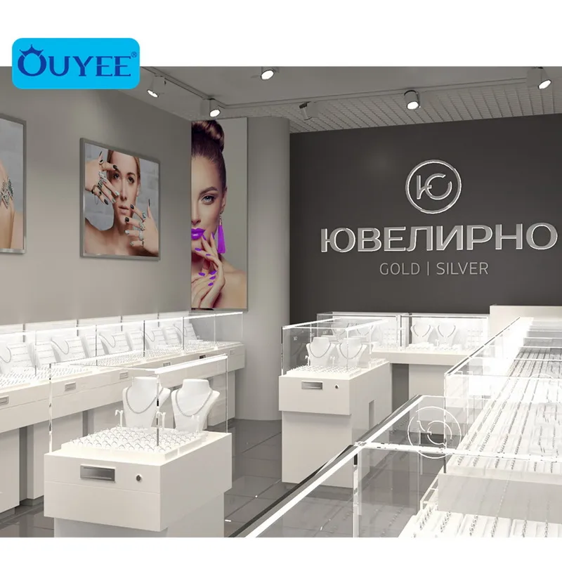 
Luxurious Jewelry Store Interior Decoration Design Store Fixtures Jewellery Display Cabinet Display Showcase 