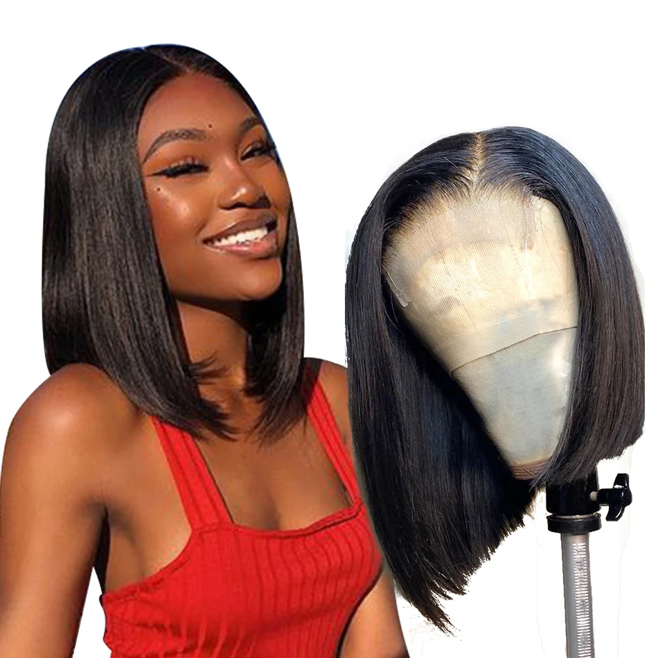 

4by4 Lace Frontal Bob Wig Pre Plucked With Babyhair Cuticle Aligned Raw Virgin Human Hair Bob Lace Front Wigs For Black Women