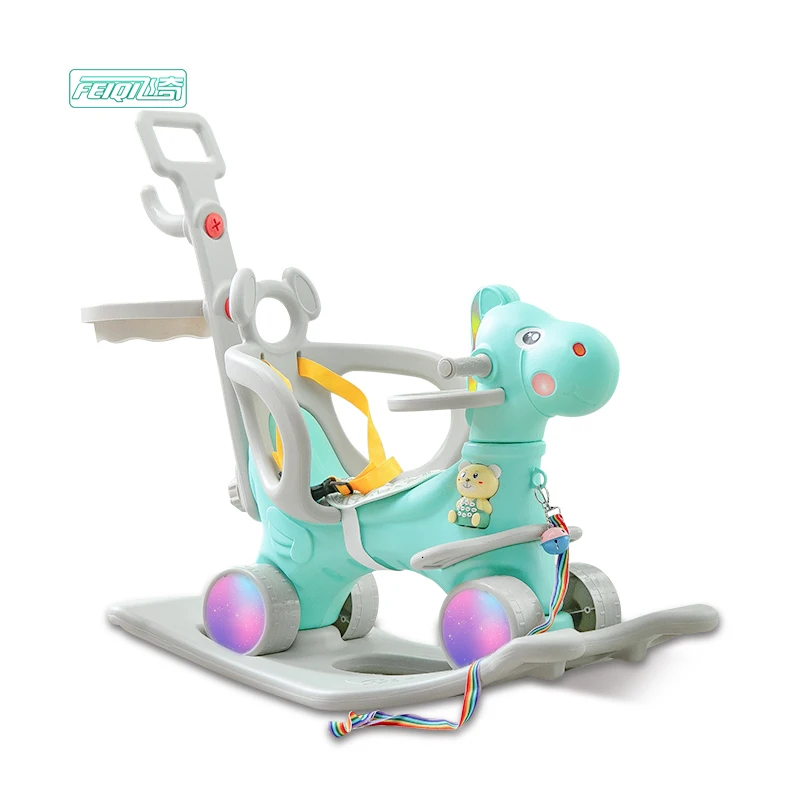 

Feiqitoy Wholesale hight quality safety kids animal rider indoor plastic baby rocking horse for sell, Pink, blue