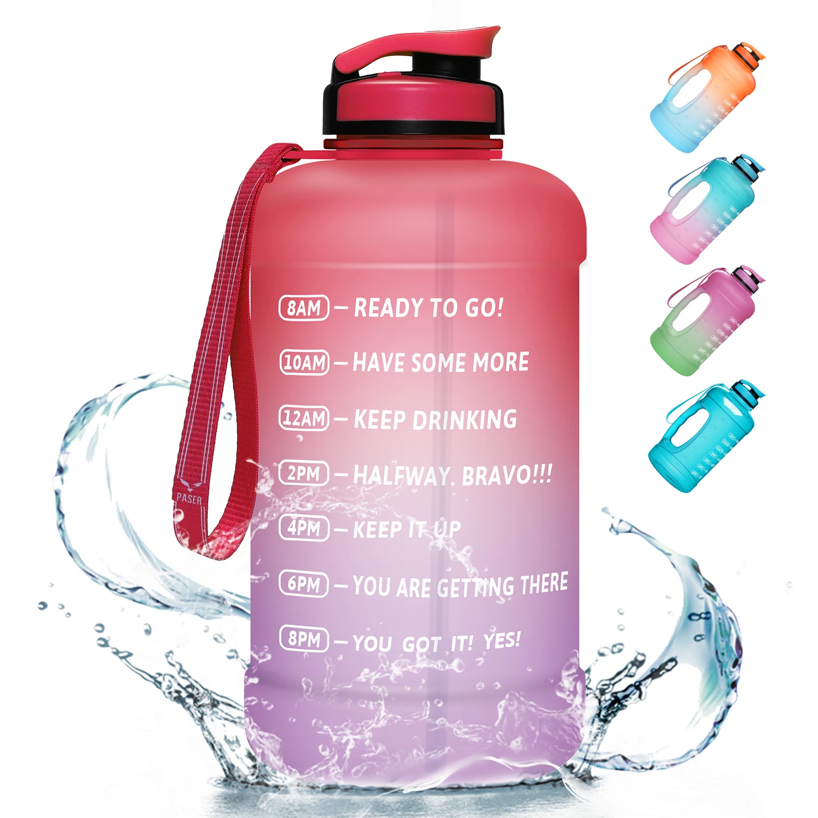 

Wholesale 64oz Reusable Leak 2.2L Proof Bottle Half Gallon Large BPA Free Motivational Water Bottle, Customized color