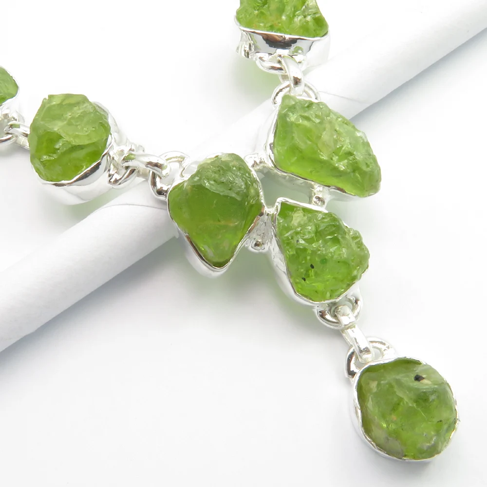 
Free Gift Box Free Express Shipping !! 925 Silver Rare PERIDOT Necklace 19.3