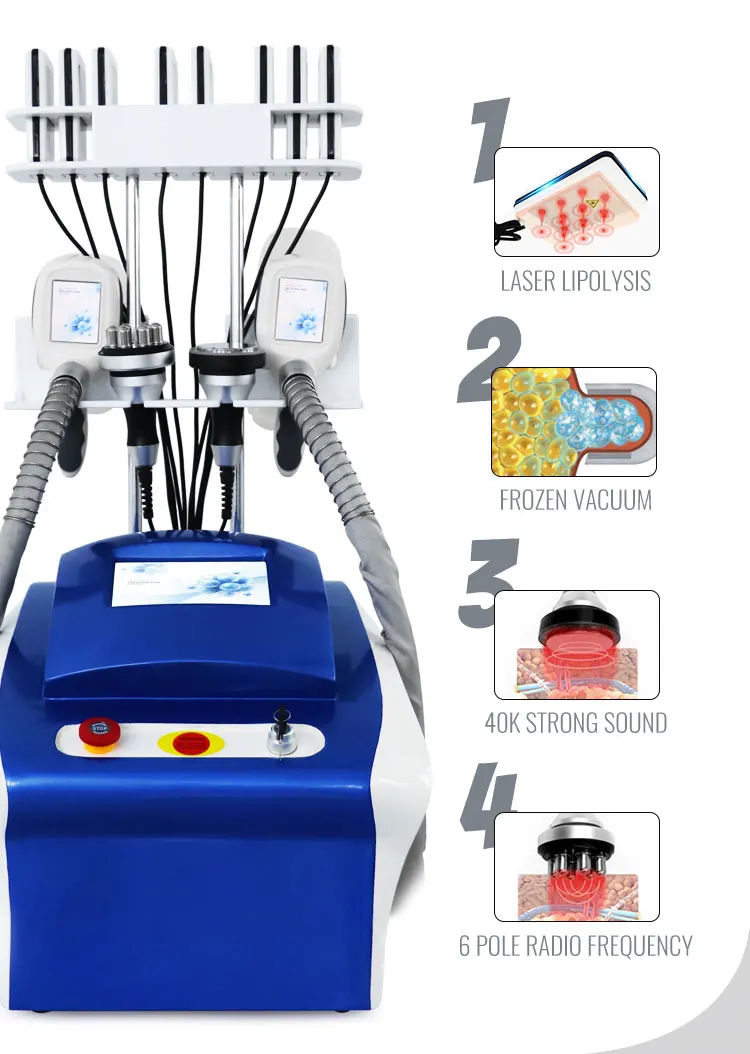 Professional Fat Freezing Machine with double Cryo handles, Cavitation, RF and Lipo