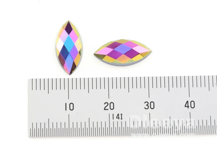 Wholesale 7x15mm Chessboard Horse Eyes Flatback Nail Art Non Hotfix Acrylic Rhinestones for Garment Accessory