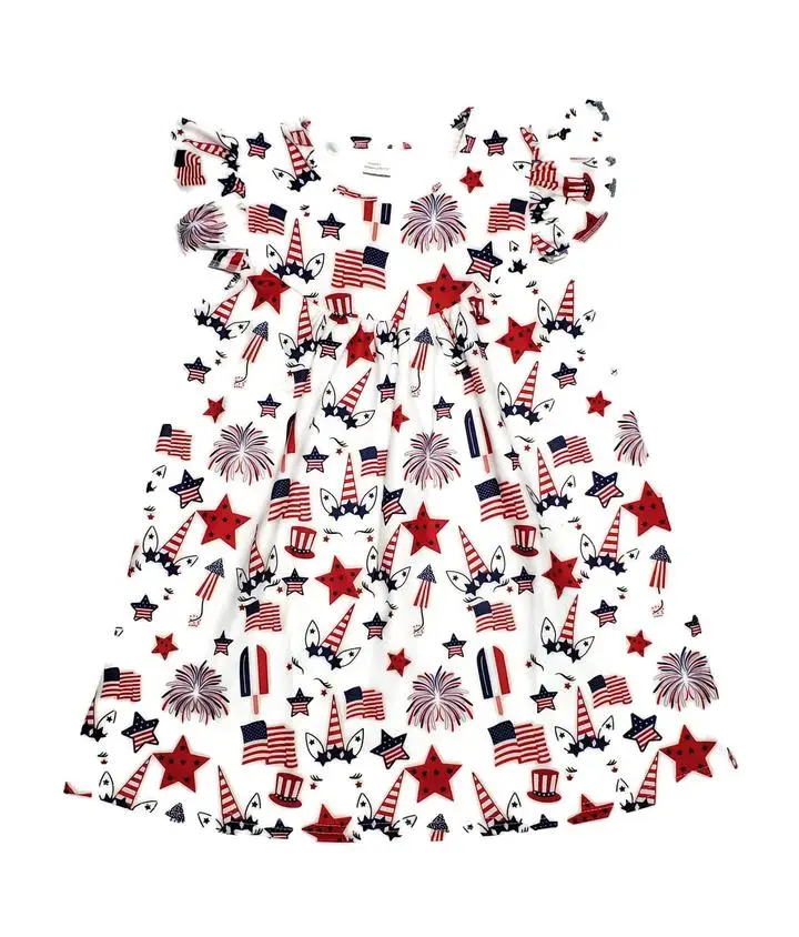 

Latest Design Unicorn 4th of July Summer Cute Girls Dress Factory Sale Children's Boutique Clothing, Picture shows