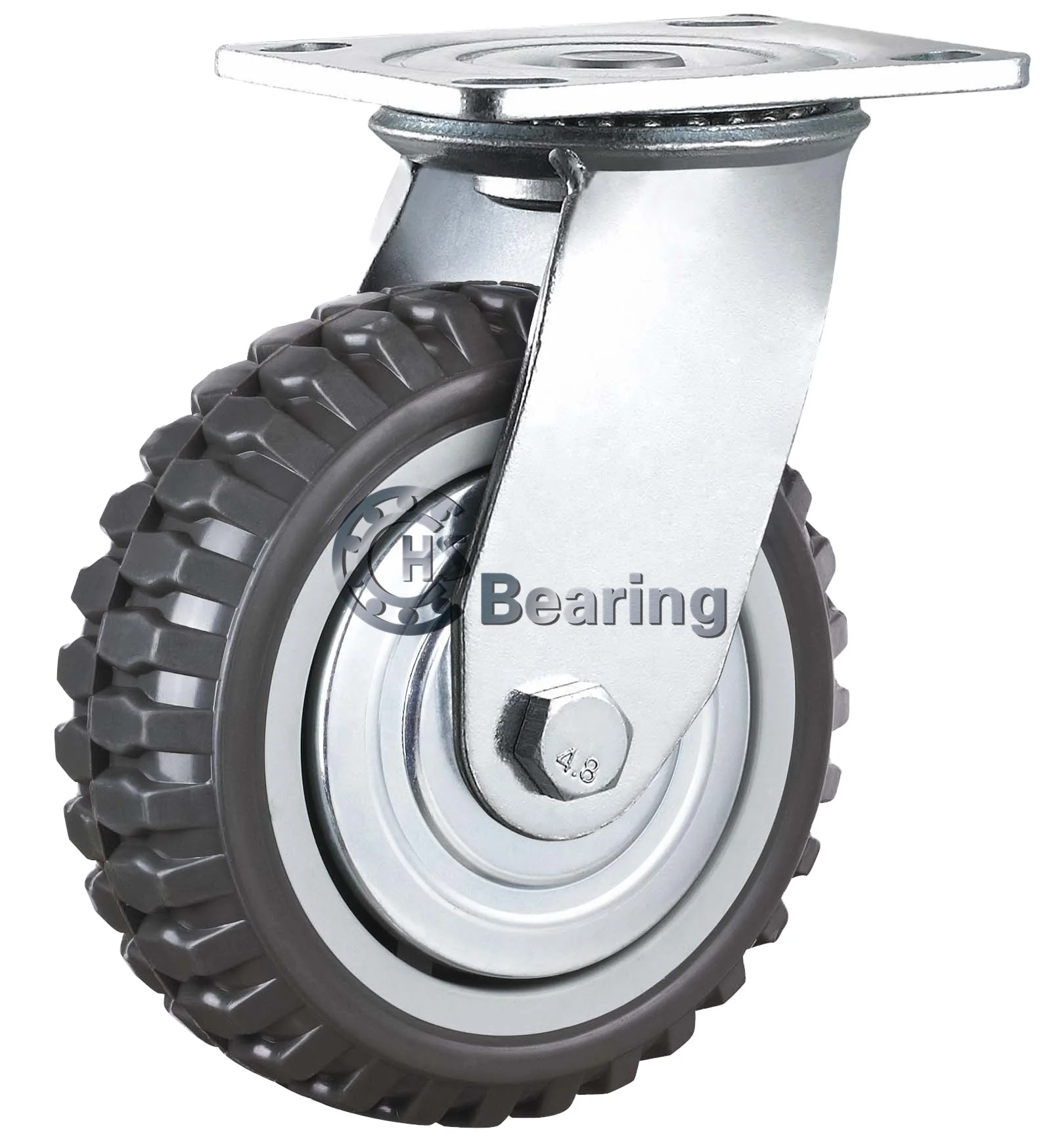 

Heavy duty PU caster wheel metal guard 4 inch 100mm double ball bearing swivel total brake cart wheels, Black