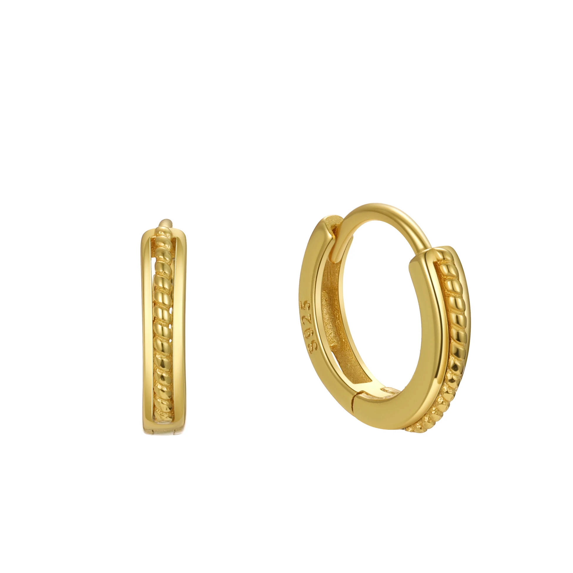 Vintage Rope Earrings 925 Sterling Silver Twisted Hollow Hoops Gold Plated Huggies for Women Fine Jewelry Wholesale